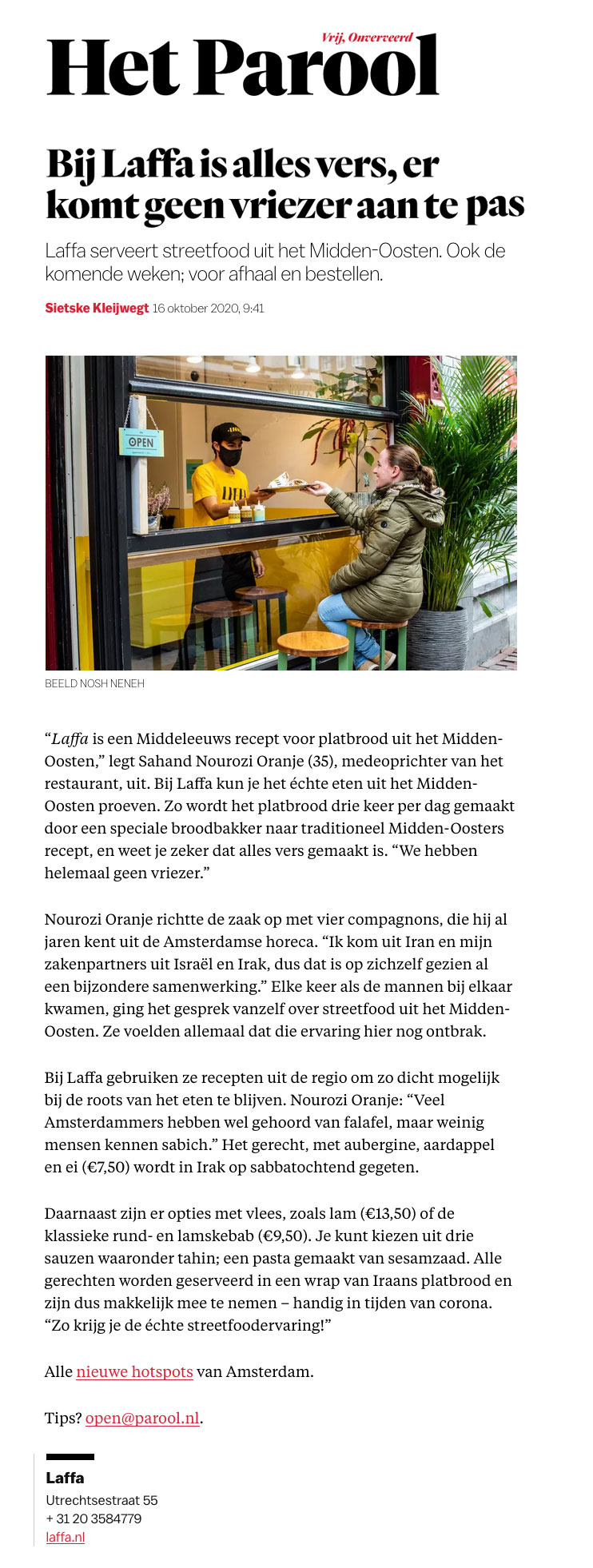Laffa – middle eastern street food Amsterdam and Leidschendam